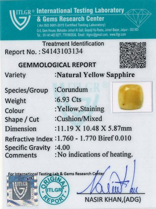 Yellow Sapphire - 6.93 Carat