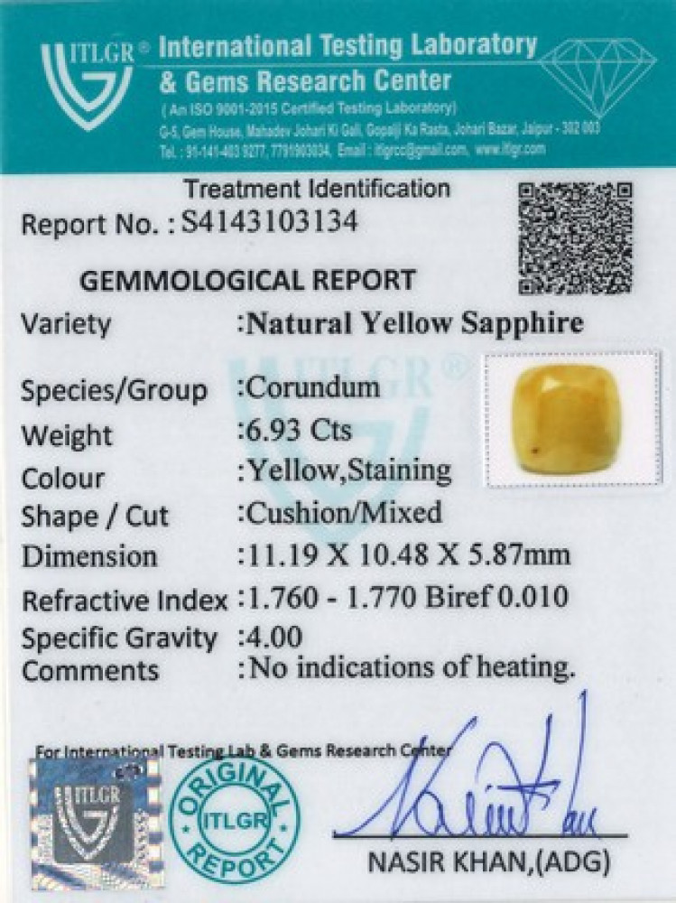 Yellow Sapphire - 6.93 Carat