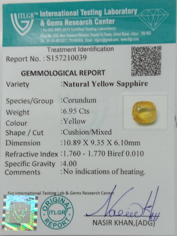 Yellow Sapphire - 6.95 Carat