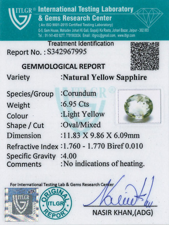 Yellow Sapphire - 6.95 Carat
