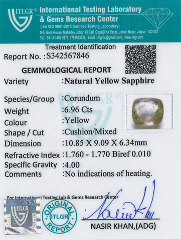 Yellow Sapphire - 6.96 Carat