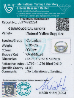 Yellow Sapphire - 6.96 Carat