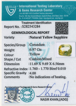 Yellow Sapphire - 6.97 Carat