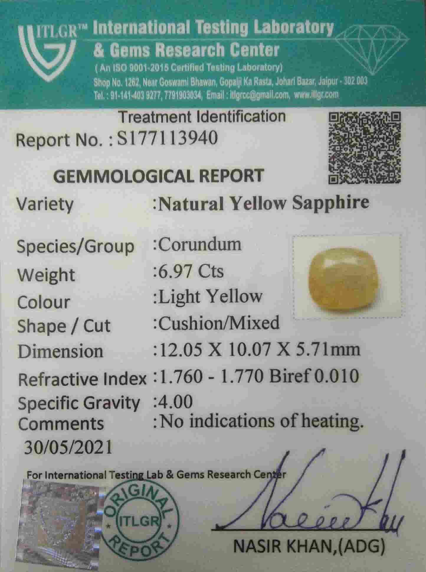 Yellow Sapphire - 6.97 Carat