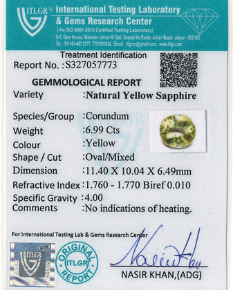 Yellow Sapphire - 6.99 Carat