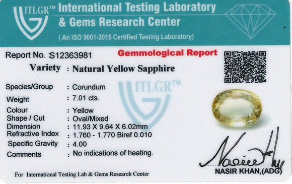 Yellow Sapphire - 7.01 Carat