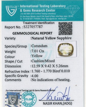 Yellow Sapphire - 7.01 Carat