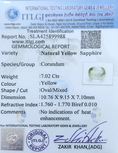 Yellow Sapphire - 7.02 Carat