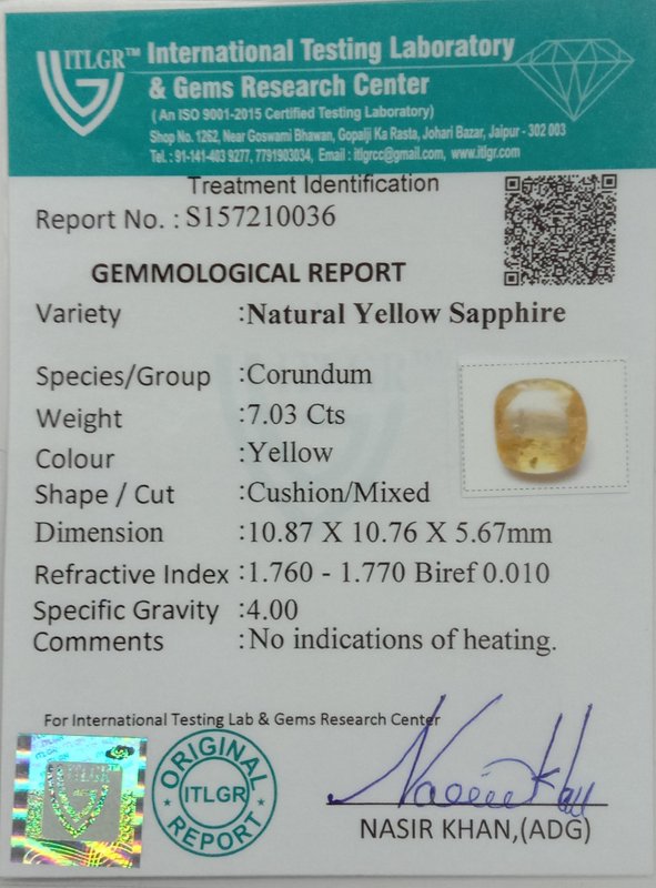 Yellow Sapphire - 7.03 Carat
