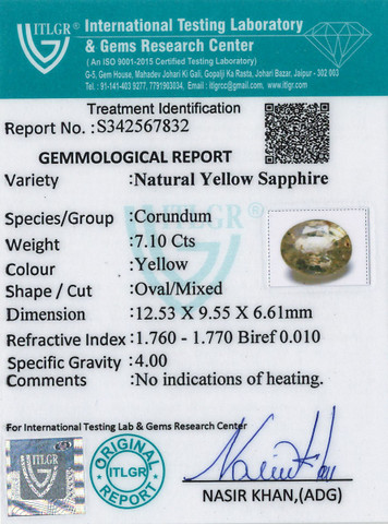 Yellow Sapphire - 7.1 Carat