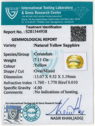 Yellow Sapphire - 7.11 Carat