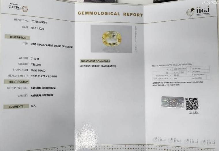 Yellow Sapphire - 7.13 Carat