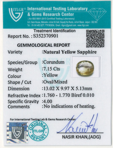 Yellow Sapphire - 7.15 Carat