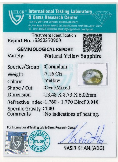 Yellow Sapphire - 7.16 Carat