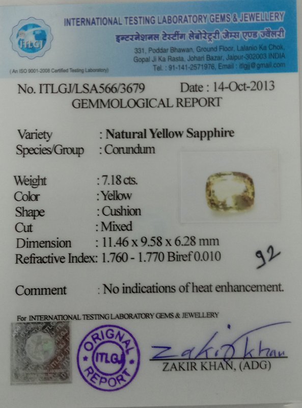 Yellow Sapphire - 7.18 Carat