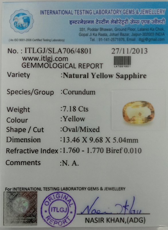 Yellow Sapphire - 7.18 Carat