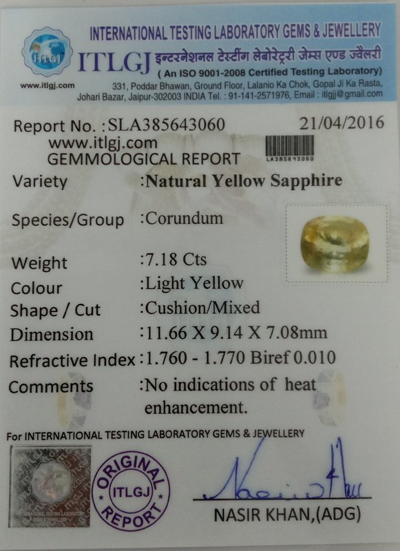 Yellow Sapphire - 7.18 Carat