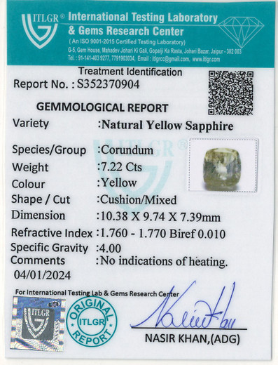 Yellow Sapphire - 7.22 Carat