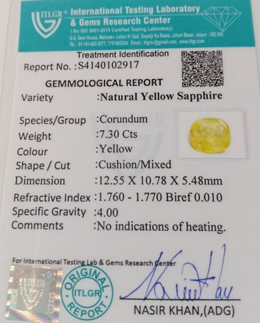 Yellow Sapphire - 7.3 Carat