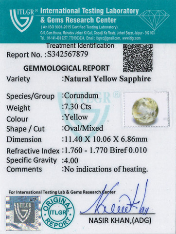 Yellow Sapphire - 7.3 Carat