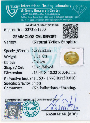 Yellow Sapphire - 7.31 Carat