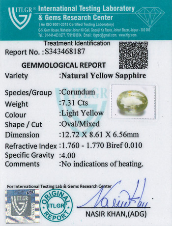 Yellow Sapphire - 7.31 Carat