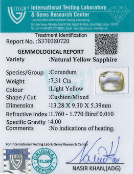 Yellow Sapphire - 7.31 Carat