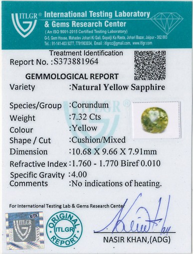 Yellow Sapphire - 7.32 Carat