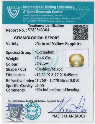 Yellow Sapphire - 7.46 Carat