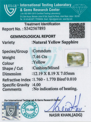 Yellow Sapphire - 7.46 Carat
