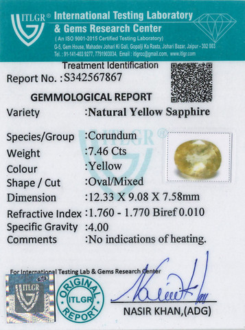 Yellow Sapphire - 7.46 Carat