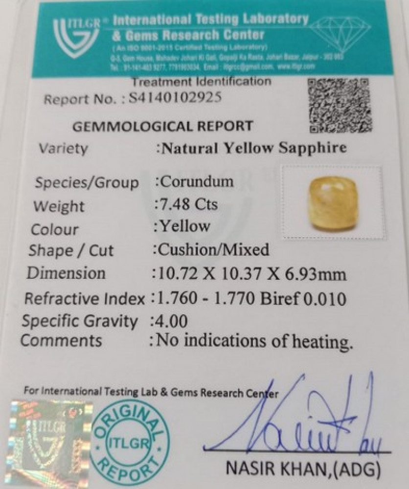 Yellow Sapphire - 7.48 Carat