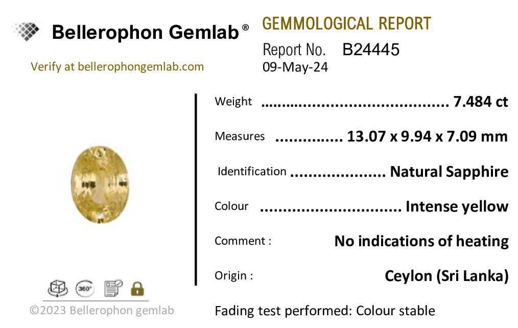 Yellow Sapphire - 7.48 Carat