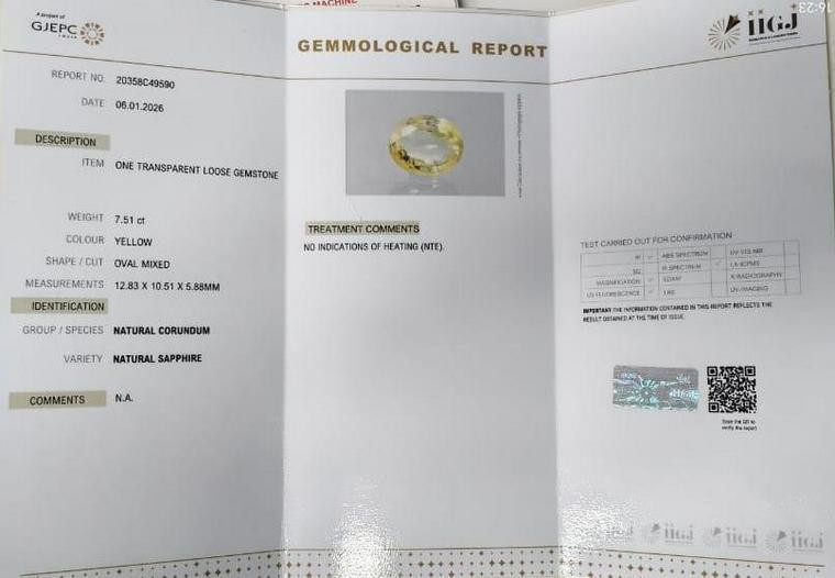 Yellow Sapphire - 7.51 Carat