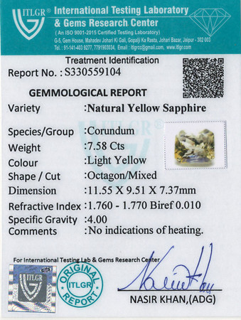 Yellow Sapphire - 7.58 Carat