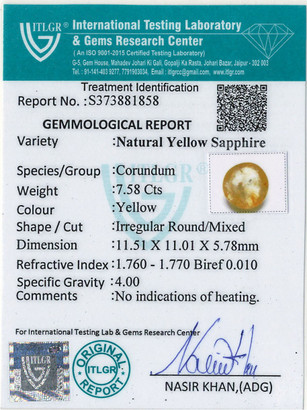 Yellow Sapphire - 7.58 Carat