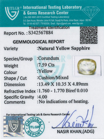 Yellow Sapphire - 7.59 Carat