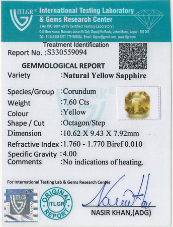 Yellow Sapphire - 7.6 Carat