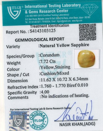 Yellow Sapphire - 7.72 Carat