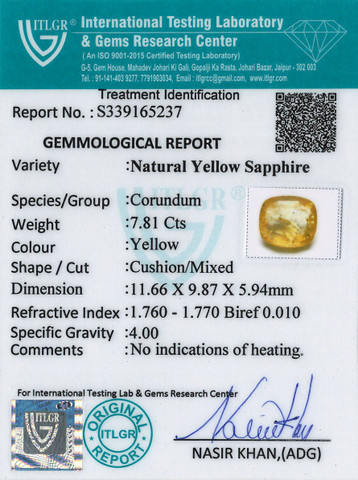 Yellow Sapphire - 7.81 Carat