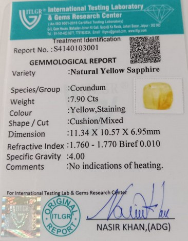 Yellow Sapphire - 7.9 Carat