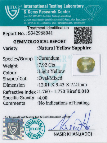 Yellow Sapphire - 7.92 Carat