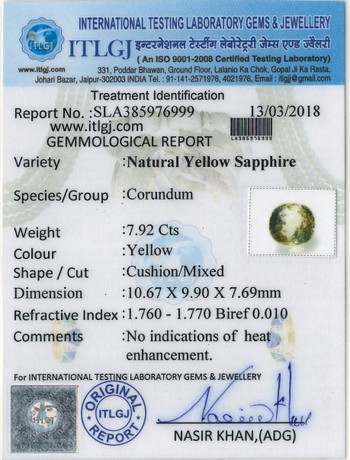 Yellow Sapphire - 7.92 Carat