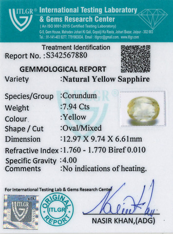 Yellow Sapphire - 7.94 Carat