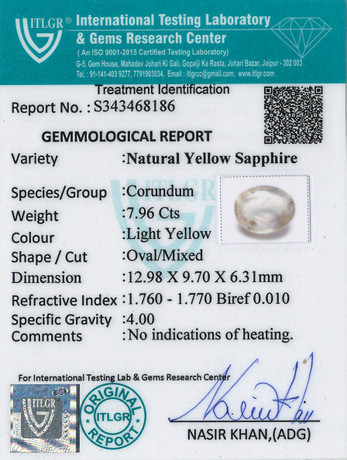 Yellow Sapphire - 7.96 Carat