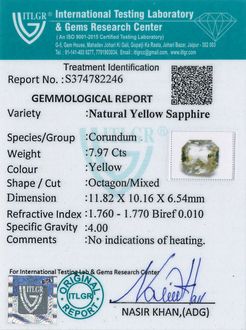 Yellow Sapphire - 7.97 Carat