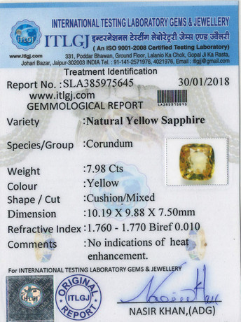 Yellow Sapphire - 7.98 Carat