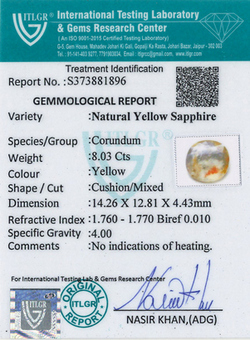 Yellow Sapphire - 8.03 Carat