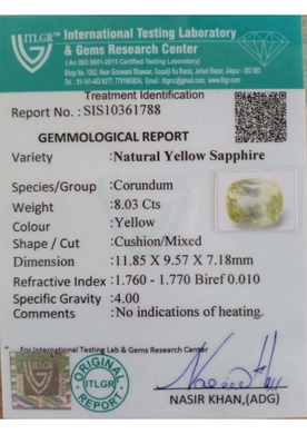 Yellow Sapphire - 8.03 Carat