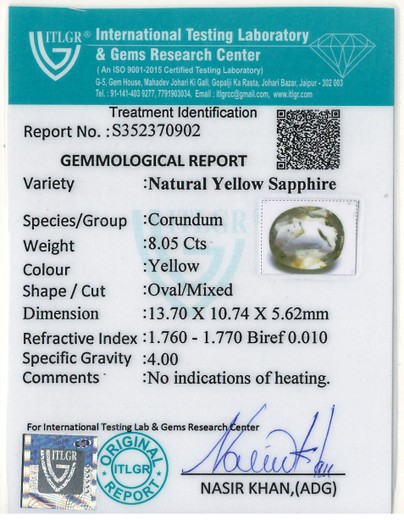 Yellow Sapphire - 8.05 Carat